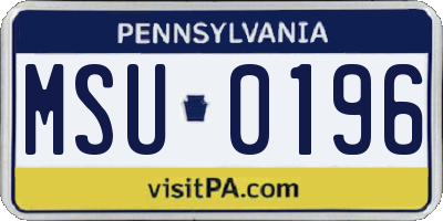 PA license plate MSU0196