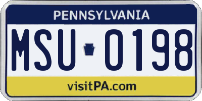 PA license plate MSU0198