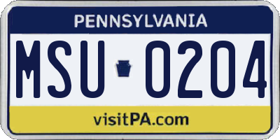 PA license plate MSU0204