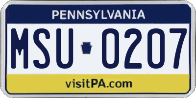 PA license plate MSU0207