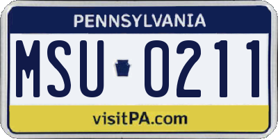 PA license plate MSU0211