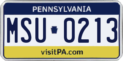 PA license plate MSU0213