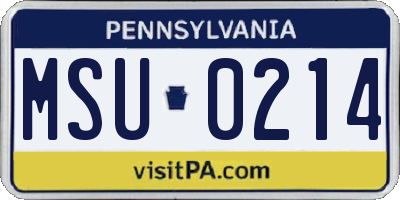 PA license plate MSU0214