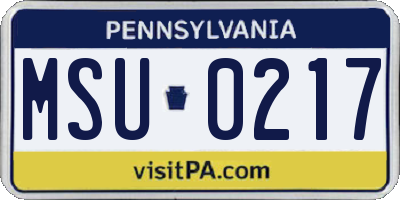 PA license plate MSU0217