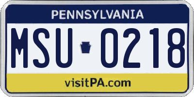 PA license plate MSU0218