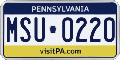 PA license plate MSU0220