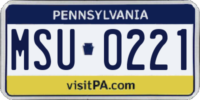 PA license plate MSU0221