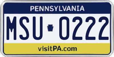 PA license plate MSU0222