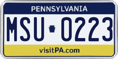 PA license plate MSU0223