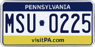 PA license plate MSU0225