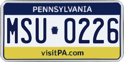 PA license plate MSU0226