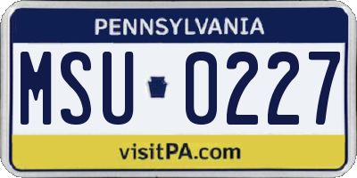 PA license plate MSU0227