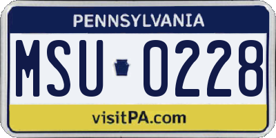 PA license plate MSU0228