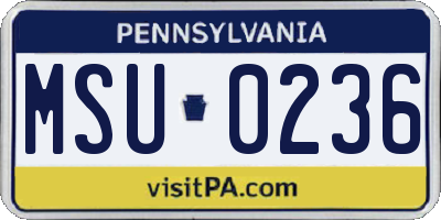 PA license plate MSU0236