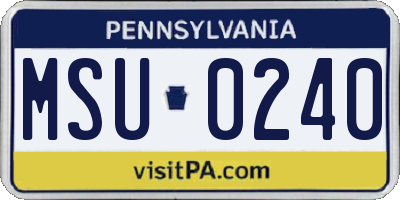 PA license plate MSU0240