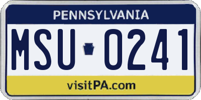 PA license plate MSU0241