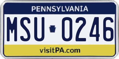 PA license plate MSU0246
