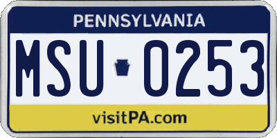 PA license plate MSU0253