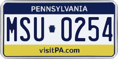 PA license plate MSU0254