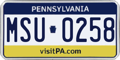 PA license plate MSU0258