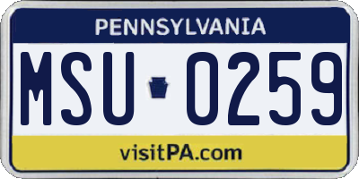 PA license plate MSU0259