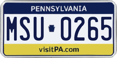 PA license plate MSU0265