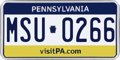 PA license plate MSU0266