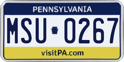 PA license plate MSU0267