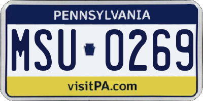 PA license plate MSU0269