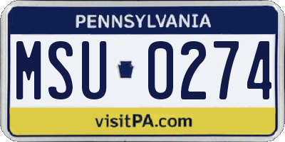 PA license plate MSU0274