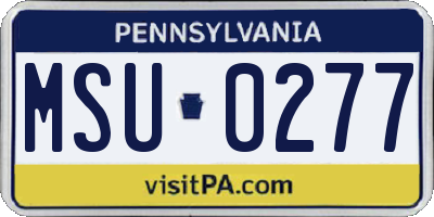 PA license plate MSU0277