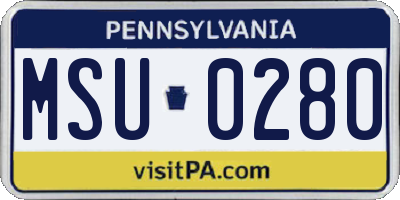 PA license plate MSU0280