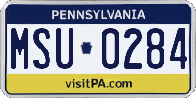 PA license plate MSU0284