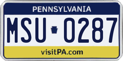 PA license plate MSU0287