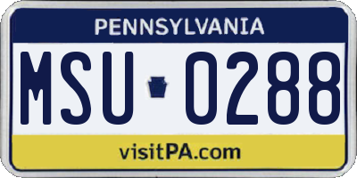 PA license plate MSU0288