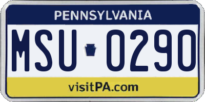 PA license plate MSU0290