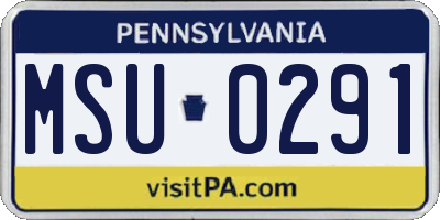 PA license plate MSU0291