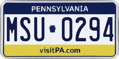PA license plate MSU0294