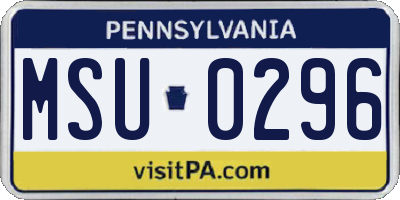 PA license plate MSU0296