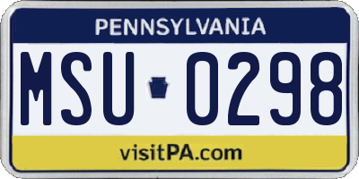 PA license plate MSU0298