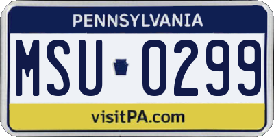 PA license plate MSU0299