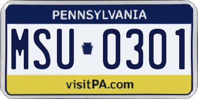 PA license plate MSU0301