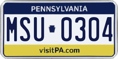 PA license plate MSU0304