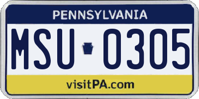 PA license plate MSU0305