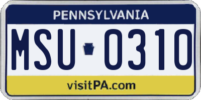 PA license plate MSU0310
