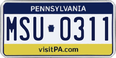 PA license plate MSU0311