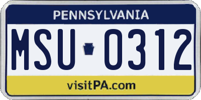 PA license plate MSU0312