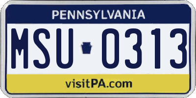PA license plate MSU0313