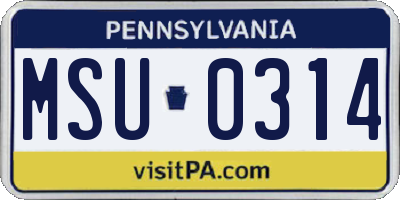PA license plate MSU0314