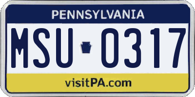PA license plate MSU0317